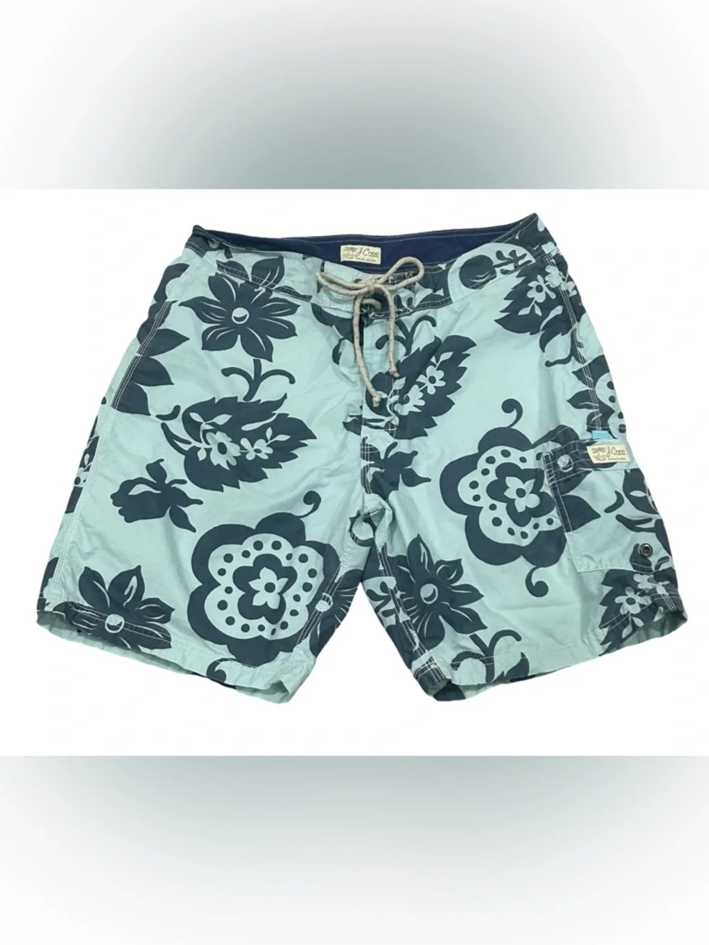 J.Crew Mens Board Shorts 34 Blue Floral Swim Trunks Beach Surf 8.5